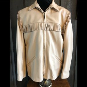 1950 1960 Vintage Mid Western Sport Togs Fringe Deerskin Leather Jacket Size36